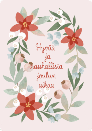 Joulukortti Kukkakranssi
