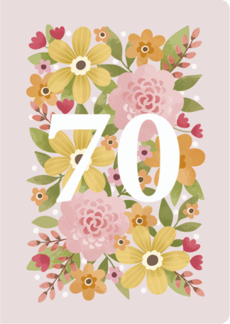 2-osainen 70v onnittelukortti