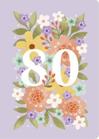 2-osainen 80v onnittelukortti