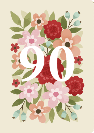 2-osainen 90v onnittelukortti