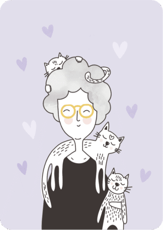 Postikortti Nainen Kissat