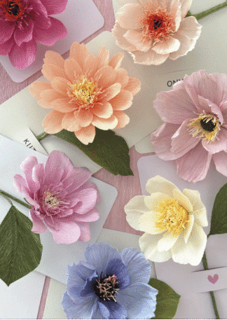 Kukkakortit kreppipaperista kurssi ke 8.4 klo 17