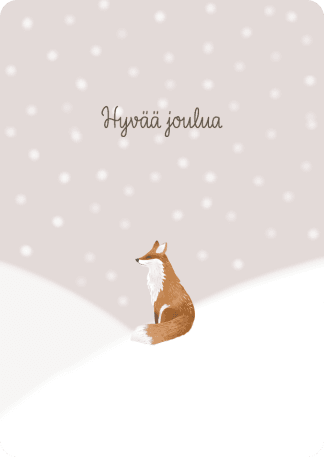Joulukortti Kettu ja lumisade