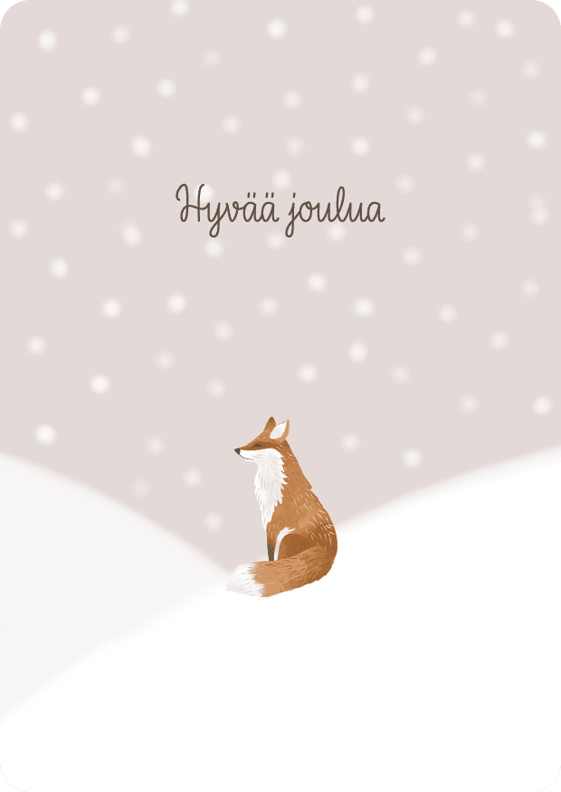 Joulukortti Kettu ja lumisade